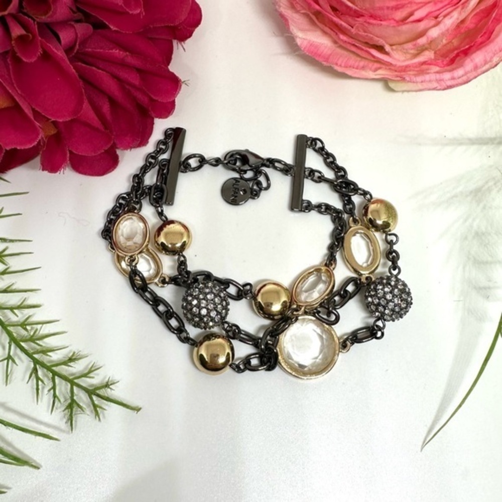 ⚜️Crystal Beaded Black Chain Linked Bracelet